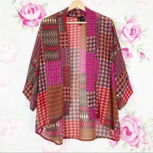 Fun & Flirt Printed Boho Geometric Kimono S